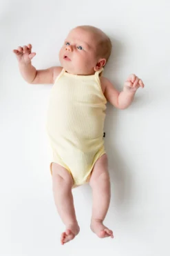 Ribbed Spaghetti Strap Bodysuit in Chamomile