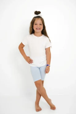 Ribbed Toddler Biker Shorts in Breeze