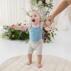Ribbed Toddler Biker Shorts in Oat