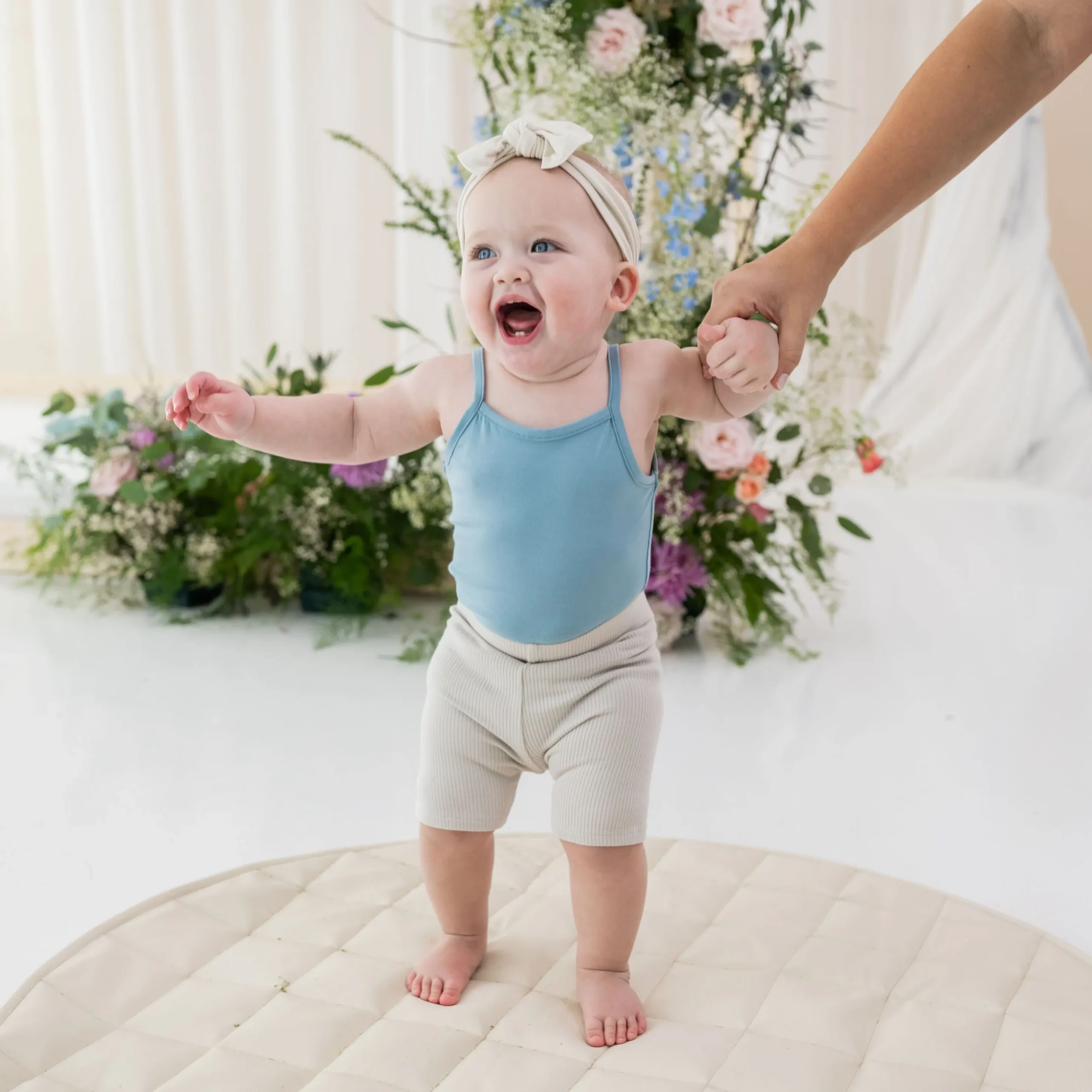 Ribbed Toddler Biker Shorts in Oat