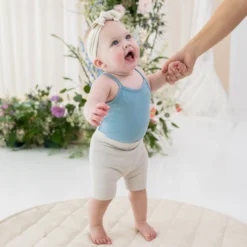 Ribbed Toddler Biker Shorts in Oat