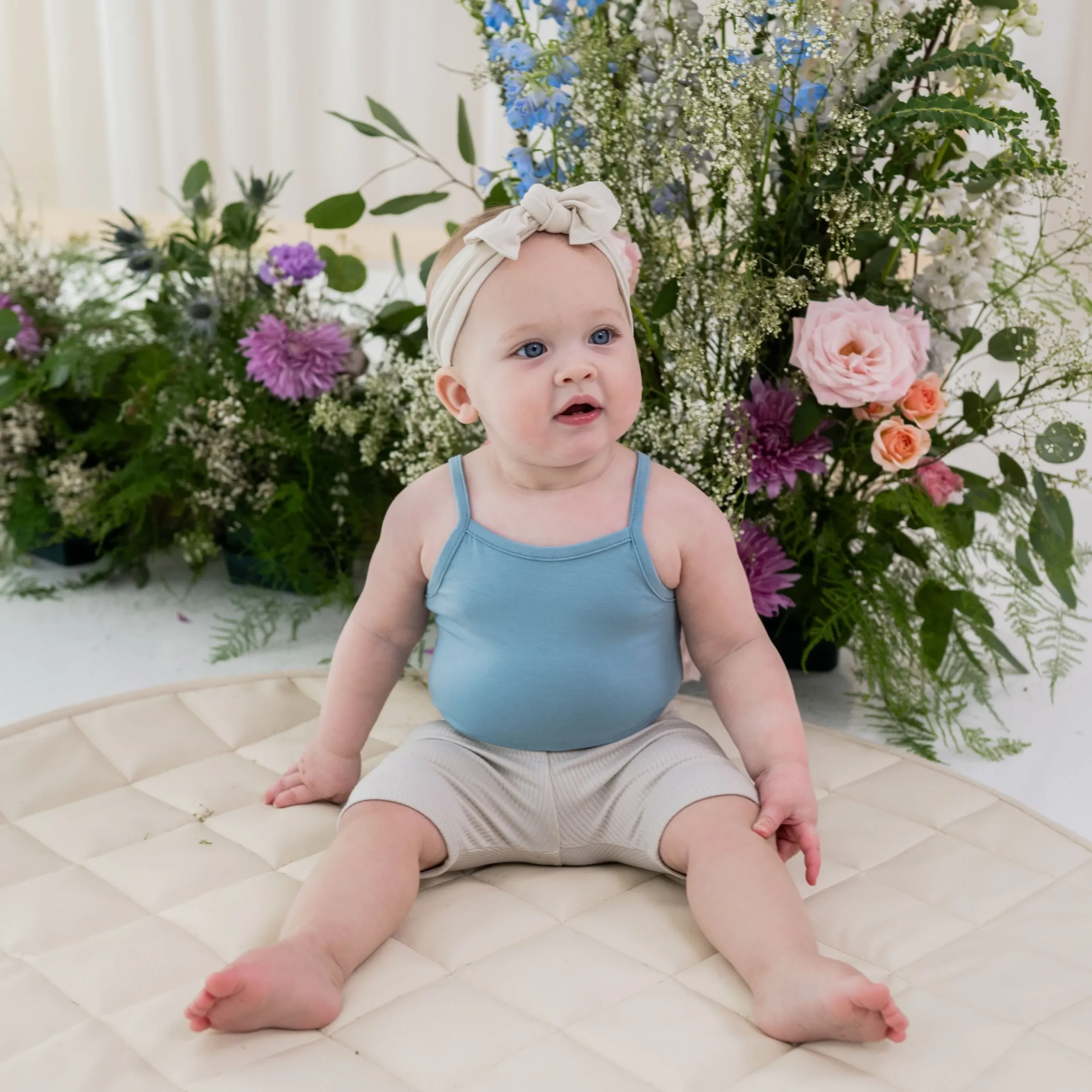Ribbed Toddler Biker Shorts in Oat