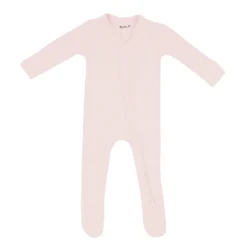Ribbed Zipper Footie in Blush