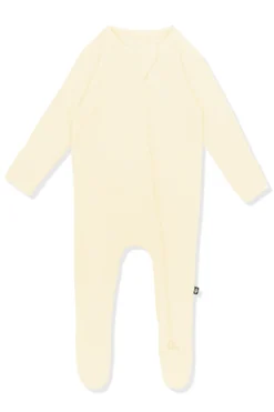 Ribbed Zipper Footie in Chamomile