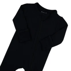Ribbed Zipper Footie in Midnight