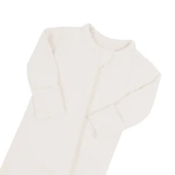 Ribbed Zipper Footie in Oat