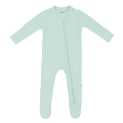 Ribbed Zipper Footie in Sage
