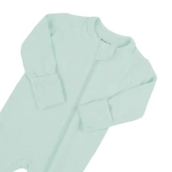 Ribbed Zipper Footie in Sage