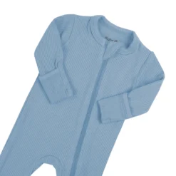 Ribbed Zipper Footie in Slate
