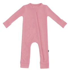 Ribbed Zipper Romper in Apple Blossom