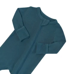 Ribbed Zipper Romper in Atlantic