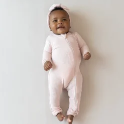 Ribbed Zipper Romper in Blush