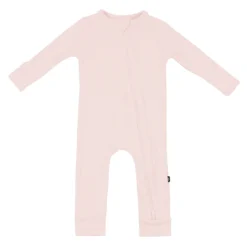 Ribbed Zipper Romper in Blush