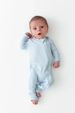 Ribbed Zipper Romper in Breeze