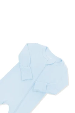 Ribbed Zipper Romper in Breeze
