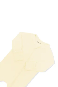 Ribbed Zipper Romper in Chamomile