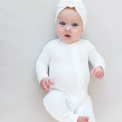 Ribbed Zipper Romper in Cloud
