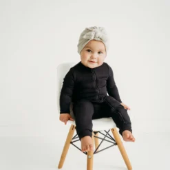 Ribbed Zipper Romper in Midnight