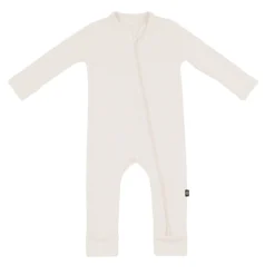 Ribbed Zipper Romper in Oat