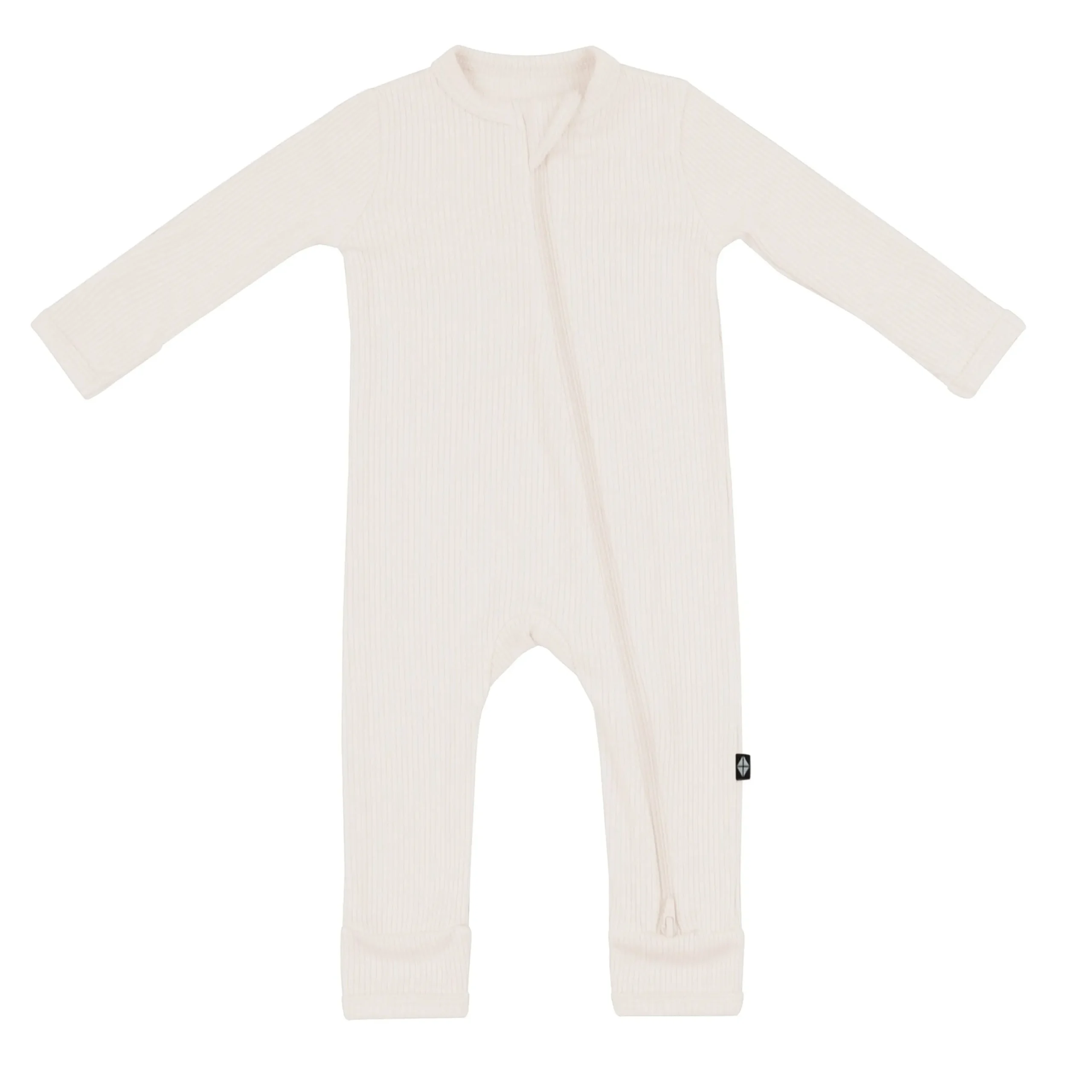 Ribbed Zipper Romper in Oat