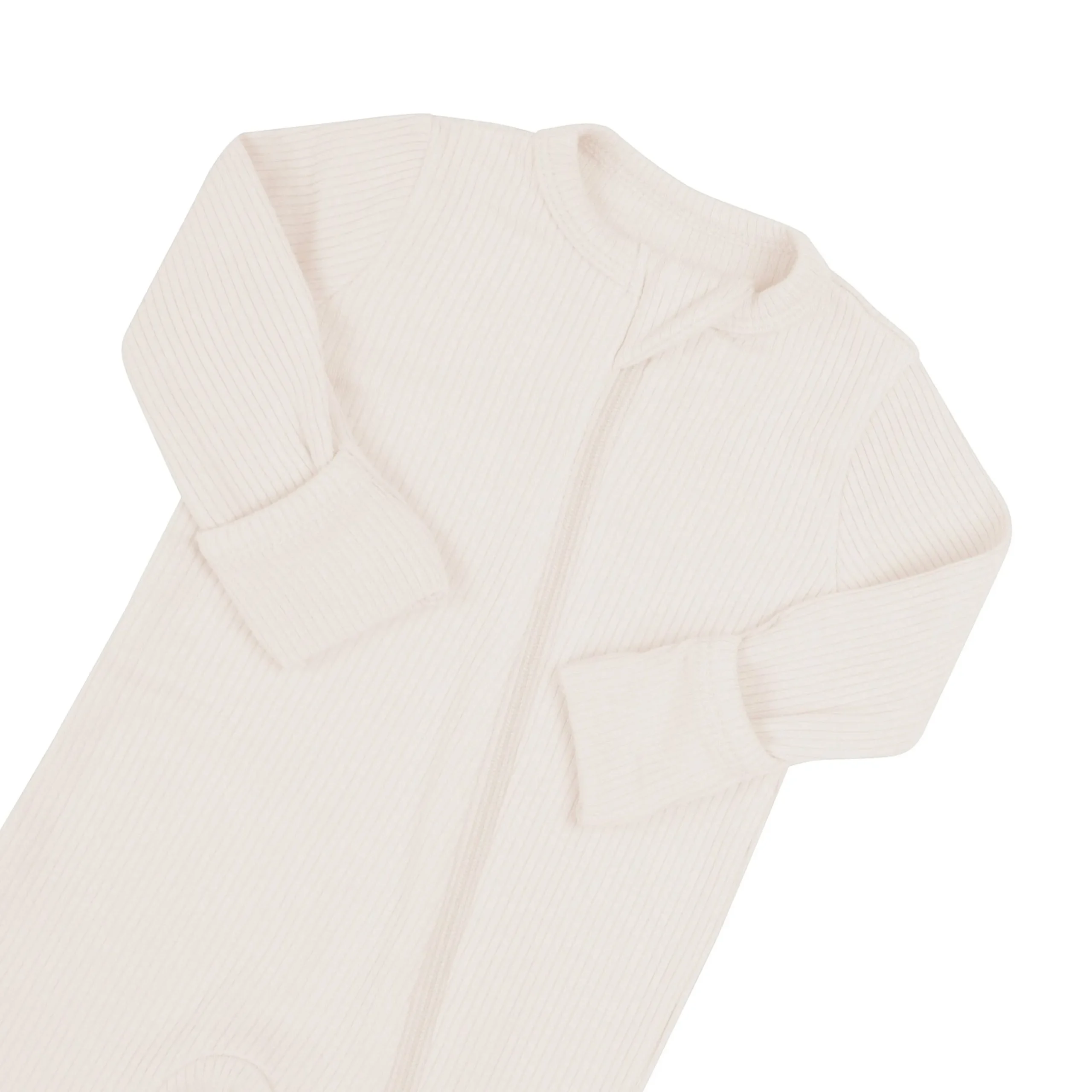 Ribbed Zipper Romper in Oat