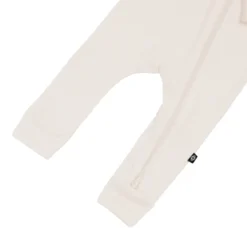 Ribbed Zipper Romper in Oat