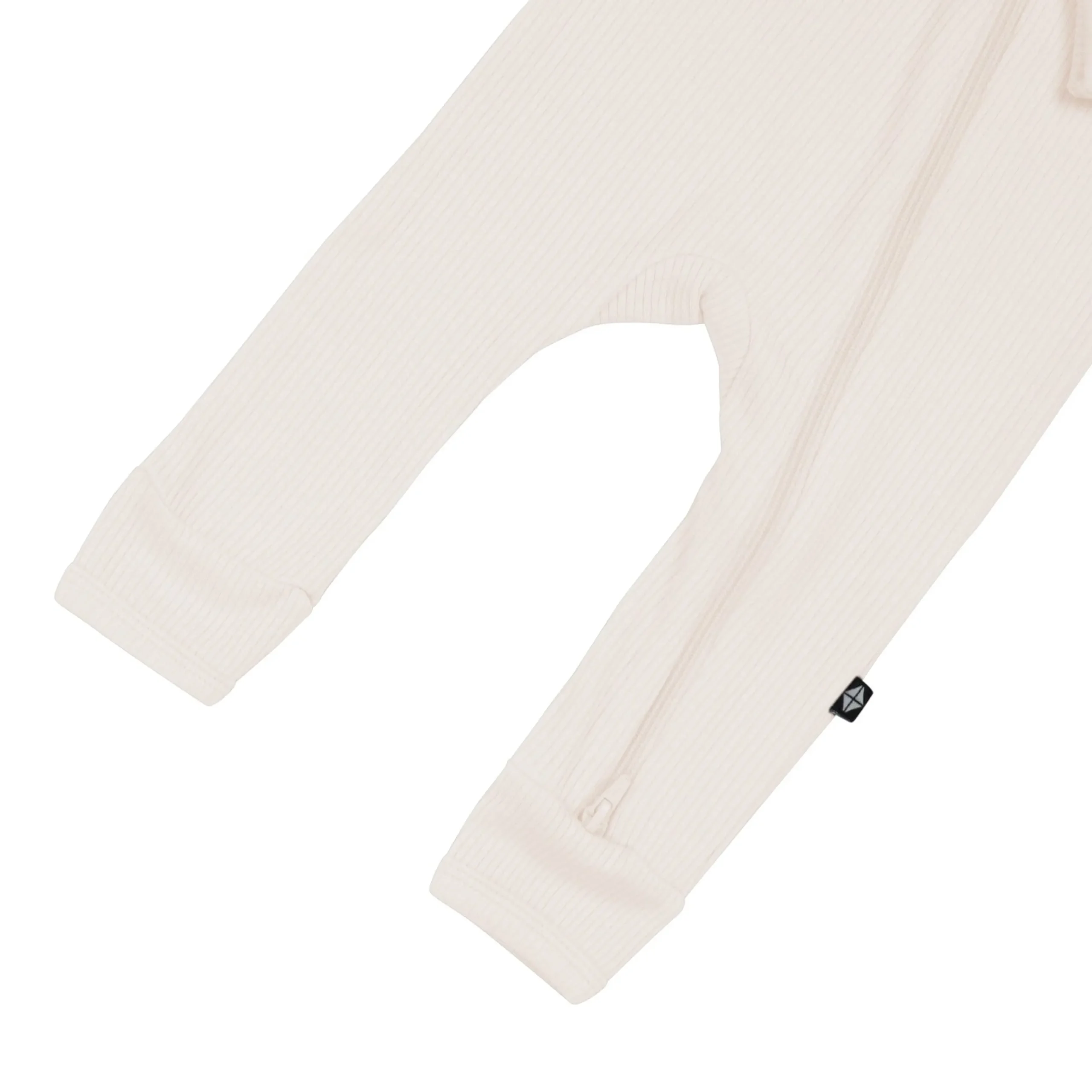 Ribbed Zipper Romper in Oat