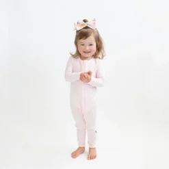 Ribbed Zipper Romper in Sakura