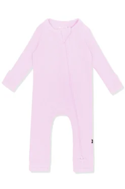 Ribbed Zipper Romper in Thistle