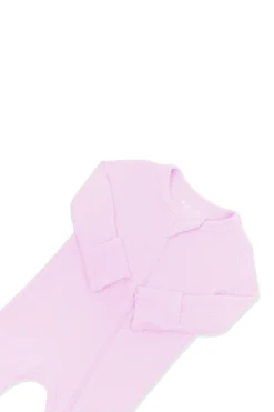 Ribbed Zipper Romper in Thistle
