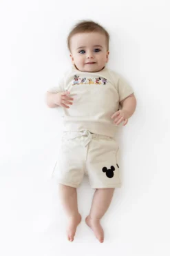Short Sleeve Jogger Set in Mickey and Friends on Ecru