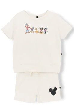 Short Sleeve Jogger Set in Mickey and Friends on Ecru