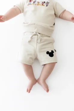 Short Sleeve Jogger Set in Mickey and Friends on Ecru