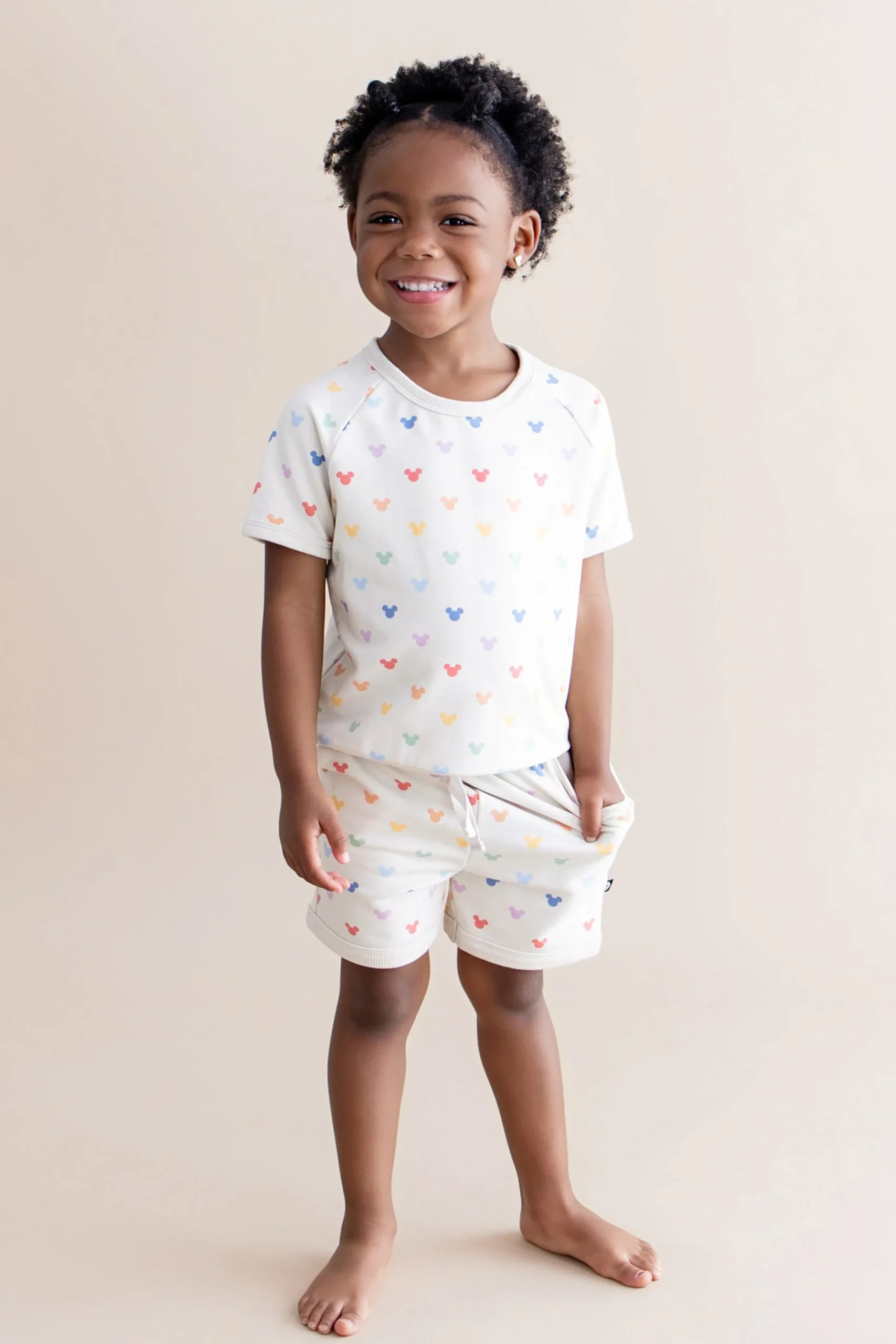 Short Sleeve Jogger Set in Pastel Mickey Mouse