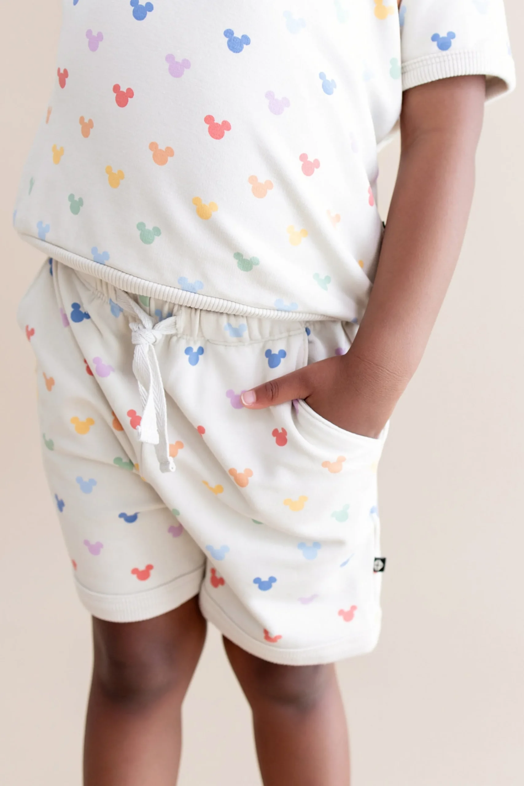 Short Sleeve Jogger Set in Pastel Mickey Mouse