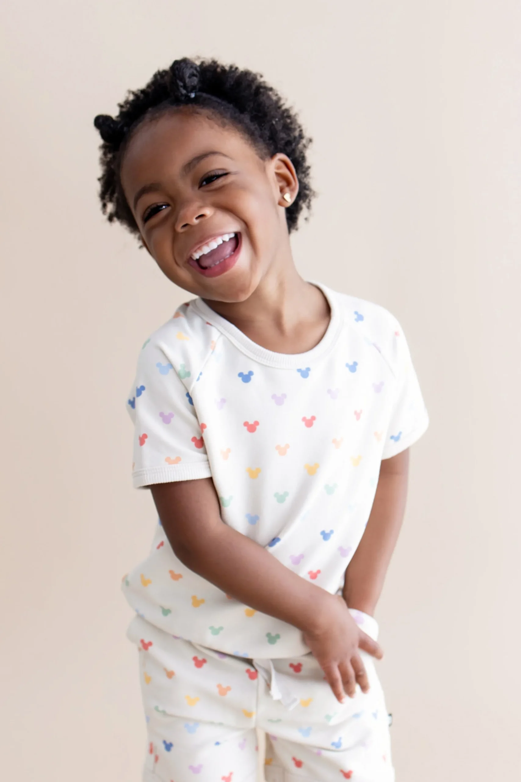 Short Sleeve Jogger Set in Pastel Mickey Mouse