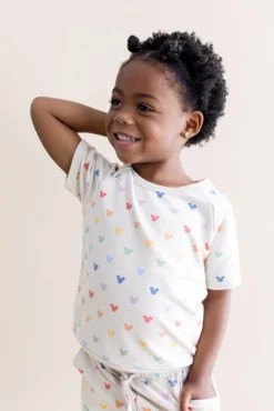 Short Sleeve Jogger Set in Pastel Mickey Mouse