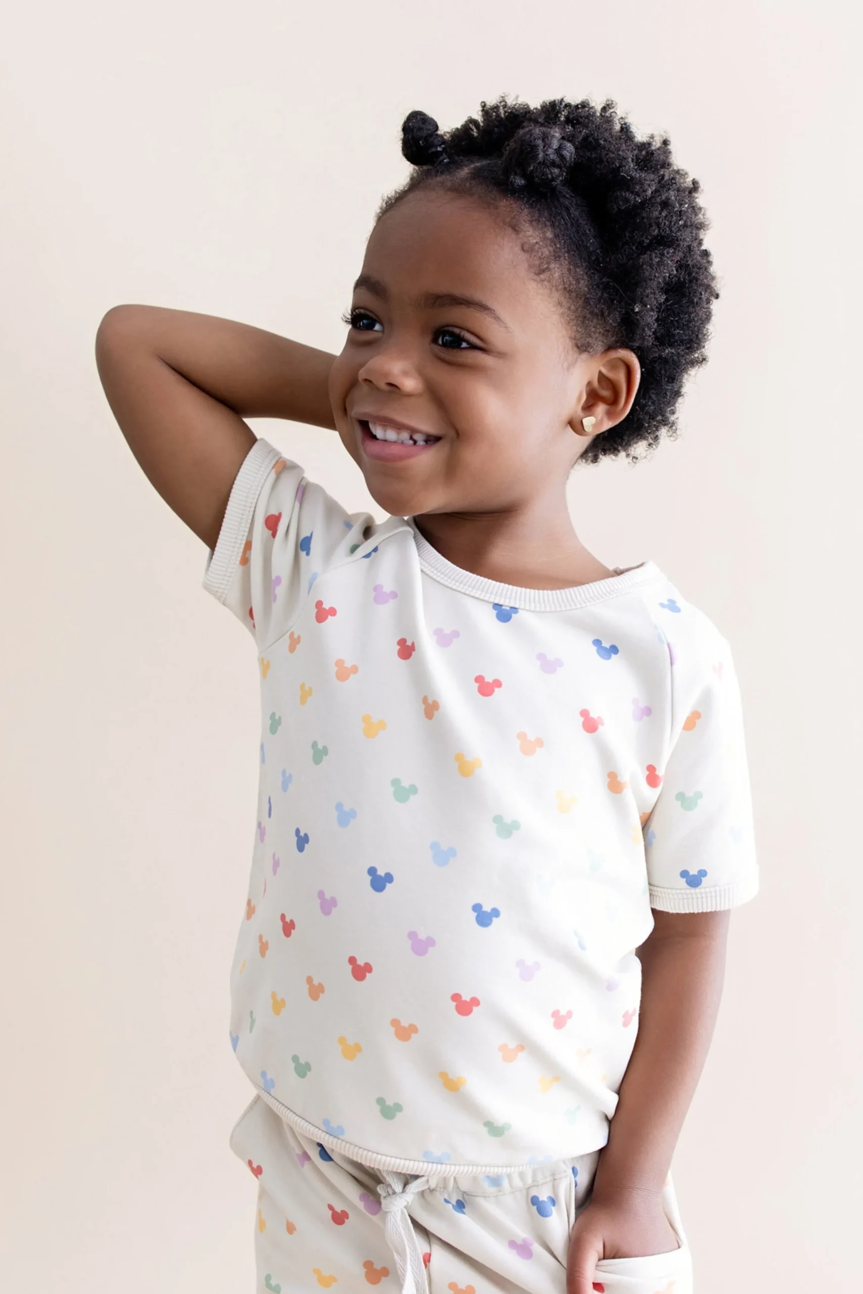 Short Sleeve Jogger Set in Pastel Mickey Mouse