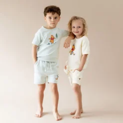 Short Sleeve Jogger Set in Winnie the Pooh on Dew