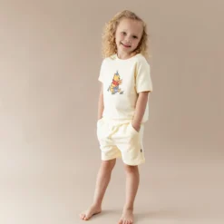 Short Sleeve Jogger Set in Winnie the Pooh on Chamomile