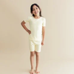 Short Sleeve Pajamas in Gingham Chamomile