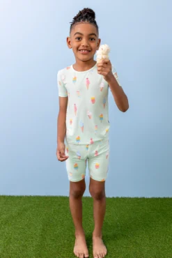Short Sleeve Pajamas in Mint Ice Cream