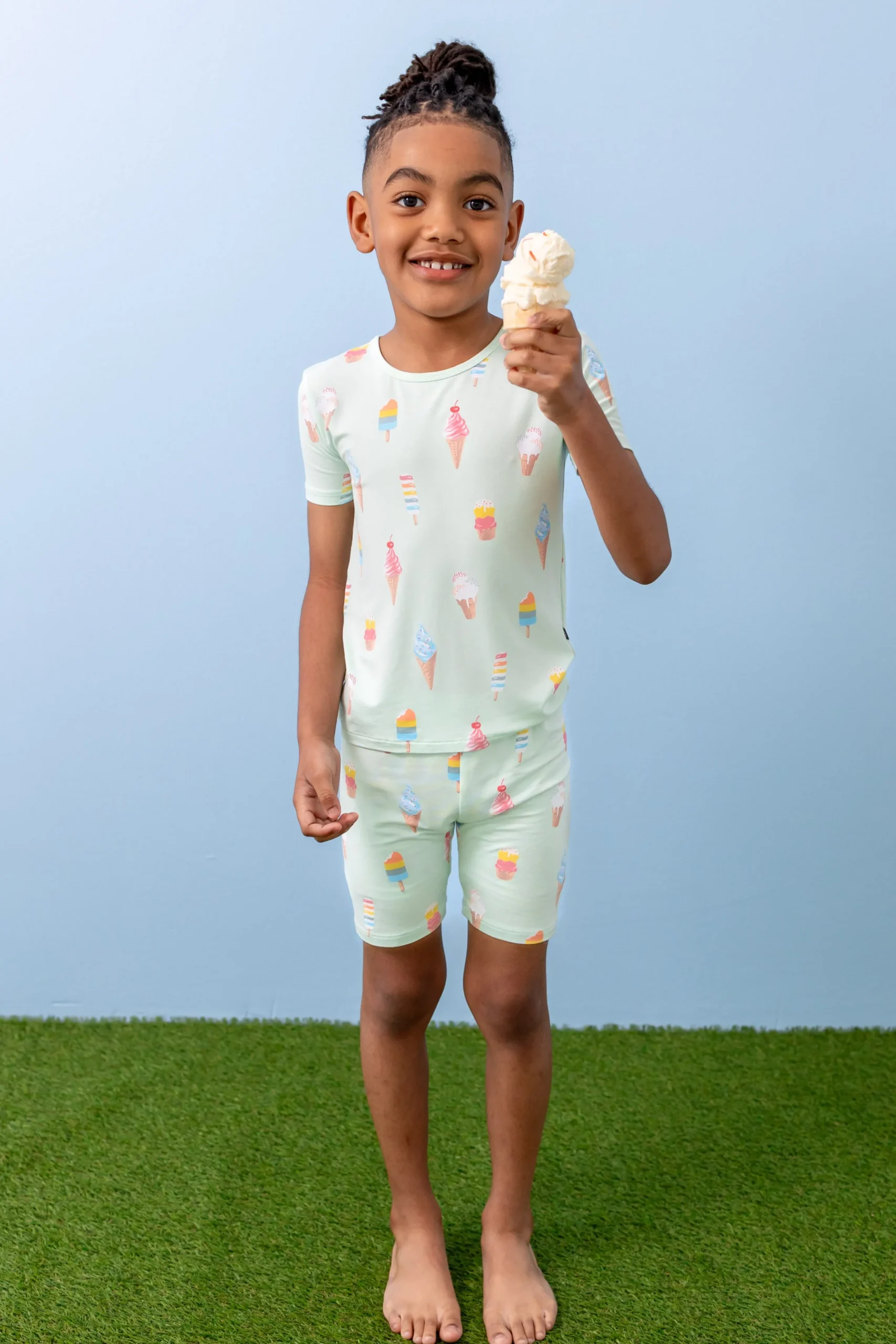 Short Sleeve Pajamas in Mint Ice Cream