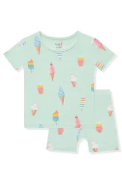 Short Sleeve Pajamas in Mint Ice Cream