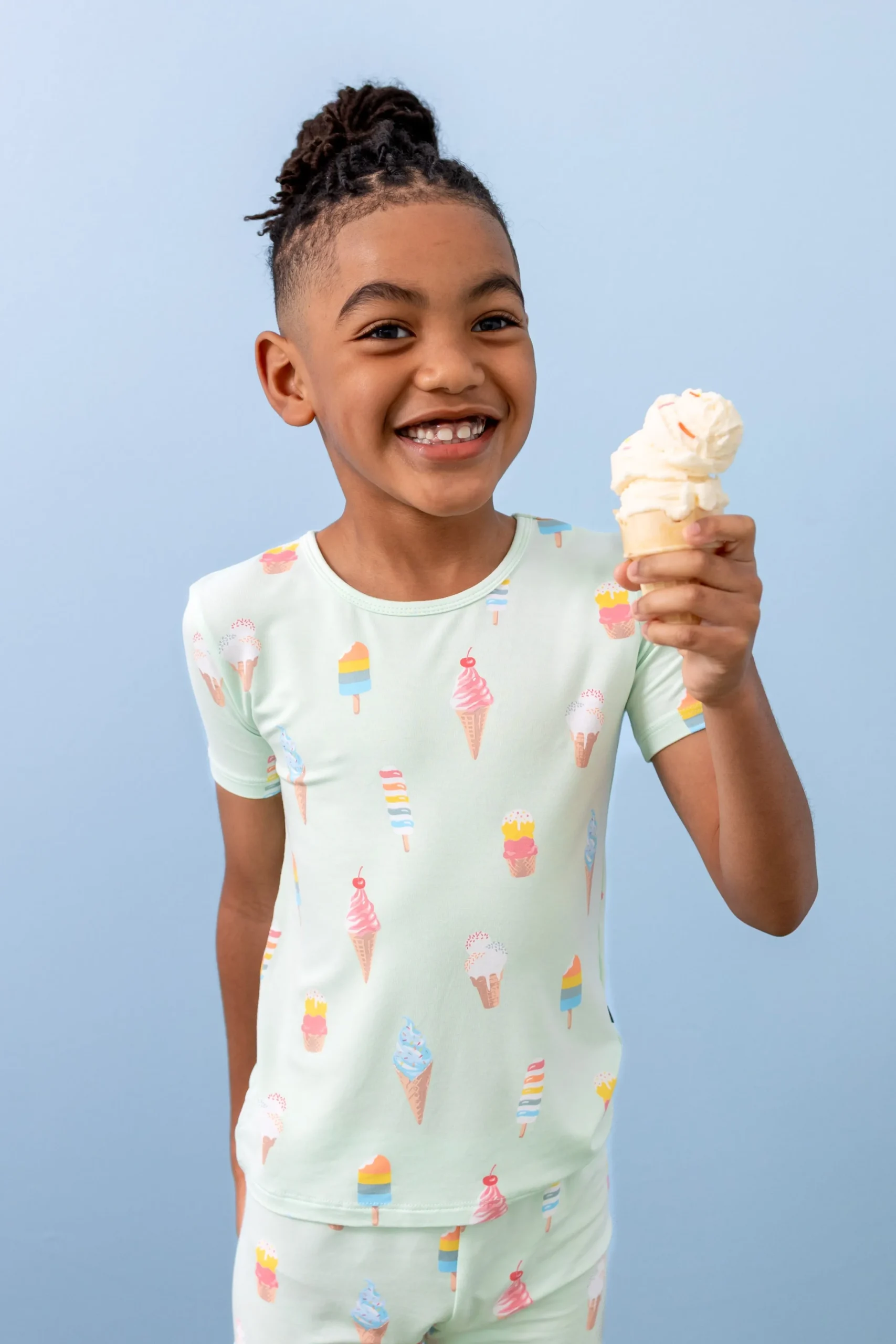 Short Sleeve Pajamas in Mint Ice Cream