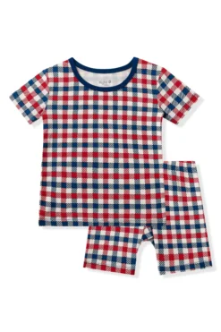 Short Sleeve Pajamas in Patriotic Gingham
