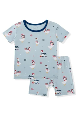 Short Sleeve Pajamas in Patriotic Goose