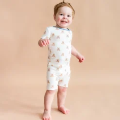 Short Sleeve Pajamas in Teddy Bear