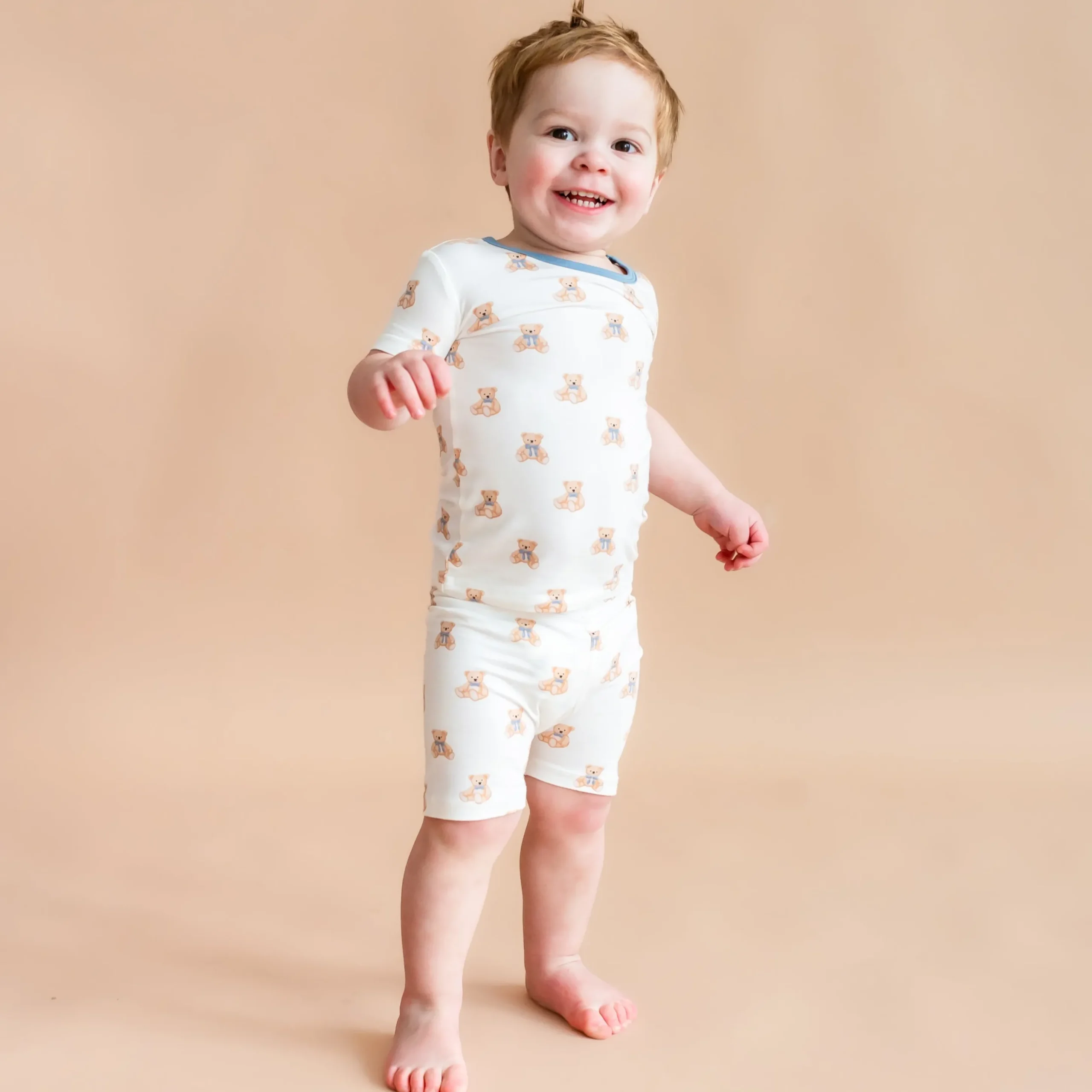 Short Sleeve Pajamas in Teddy Bear