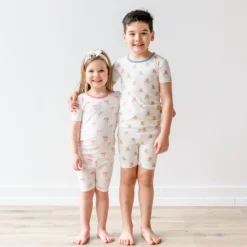 Short Sleeve Pajamas in Teddy Bear